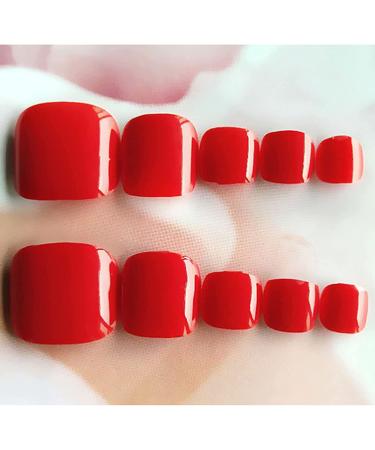 RODAKY Glossy Red Press On Toe Nails - 24PCS False Toe Nail Set for Women - Buy Online on GoSupps.com