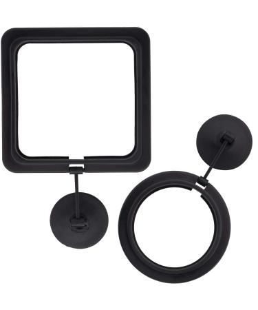 OIIKI 2 Pack Fish Feeding Ring, Aquarium Fish Floating Food Feeder, Square Shape with Suction Cup Black