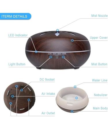 550ml Essential Oil Diffuser | Aromatherapy with Auto Shut-Off | 7 Colors LED Lights | Perfect Gift for Home - Buy Online on GoSupps.com