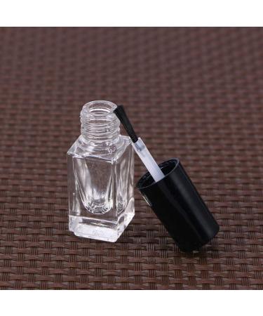 10Pcs 15ml Clear Refillable Nail Polish Bottles - Empty Cosmetic Holders with Brush for Nail Art - Black & White - Buy Online on GoSupps.com