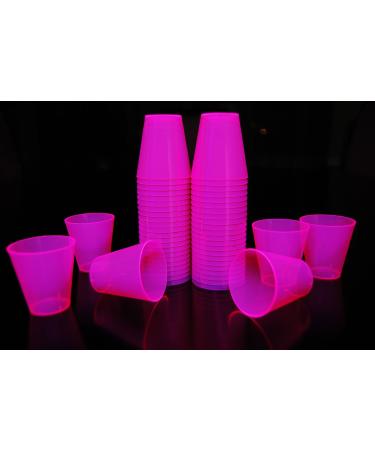 DirectGlow 2oz Neon UV Blacklight Reactive Glow Party Shot Glasses (50-Count, Pink) 50 Count (Pack of 1) Pink