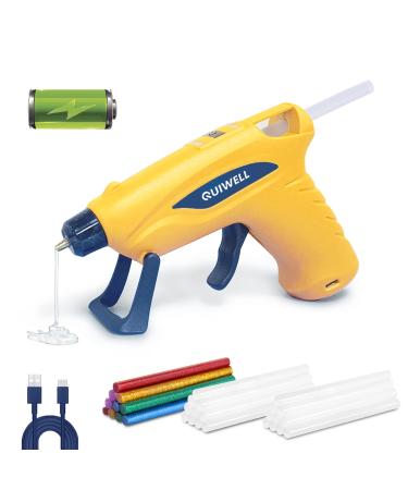 QUIWELL Cordless Hot Glue Gun  Fast Preheating Glue Gun Kit with 30 Pcs Glue Sticks (10 colored)  USB Rechargeable & Auto Shut Off Melt Glue Guns for Quick Home Repairs  Arts  DIY  Crafts