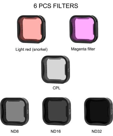 SOONSUN 6-Pack Lens Filter Kit for GoPro Hero 5 6 7 Black - ND8 ND16 ND32 CPL Light Red Magenta Filters - Dive and Polarizing Filters Set - Buy Online on GoSupps.com
