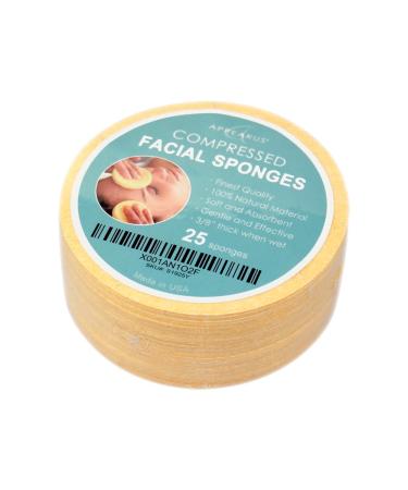 Face Sponge - APPEARUS Compressed Natural Cellulose Facial Sponges | Made in USA | Cosmetic Spa Sponges for Facial Cleansing and Exfoliating (25 Count) (Natural) Yellow