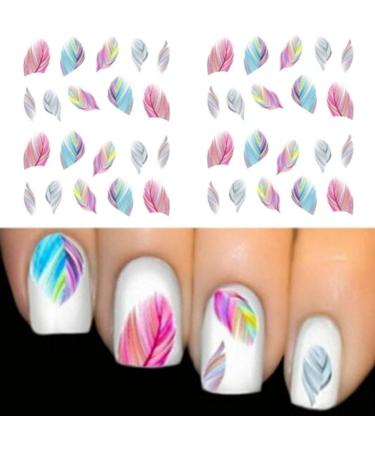 Nail Stickers Pink Feather 1 Sheet Self-adhesive Nail Decals wraps 3D Nail Art Designs Glitter Tips Decorations for Women Girls Superior Quality and Creative Durability and convenience - Buy Online on GoSupps.com