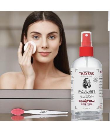 Witch Hazel Facial Mist Toner & Aloe Vera - 8oz Rose Petal | Alcohol-Free Hydrating Mist | Pack of 6 with Nose Cleaning Brush - Radiant Skin & Balance - Buy Online on GoSupps.com