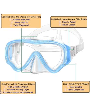 WACOOL Kids Snorkeling Set - Anti-Fog Glass, Silicon Mouth Piece, Purge Valve - SkyBlue - Buy Online on GoSupps.com