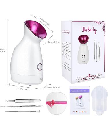 Facial Steamer SPA Sauna Face Humidifier Wolady Home Sauna Steamer Nano Ionic Warm Mist Humidifier Steamer with Stainless Steel Skin Kit for Pores Cleanse Clear Blackheads Acne Skin Cares (Middle) Pink - Buy Online on GoSupps.com
