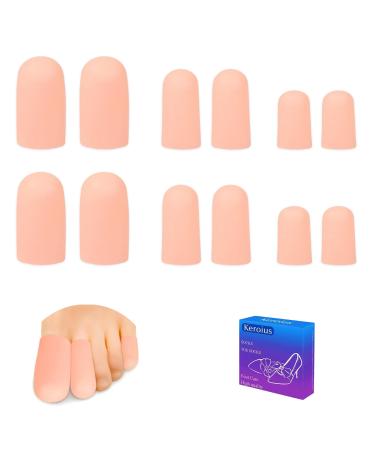 6 Pairs Silicone Toe Caps Hammer Toes Covers Flexible Stop Toe Pain Toe Guards Soft Toe Protectors for Women Men Toe Sleeves for Corns Blisters Calluses Beige S+M+L