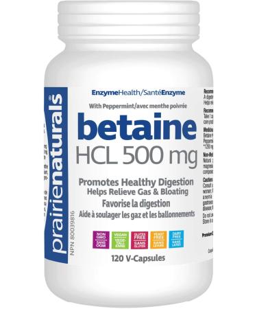 Prairie Naturals Bile-Force - Bile Salt with Lipase - 120 Count (Packaging may vary) & Prairie Naturals Betaine HCL 500mg VCaps - 120 Count Nutritional Supplement+Betaine hcl 500mg - Buy Online on GoSupps.com