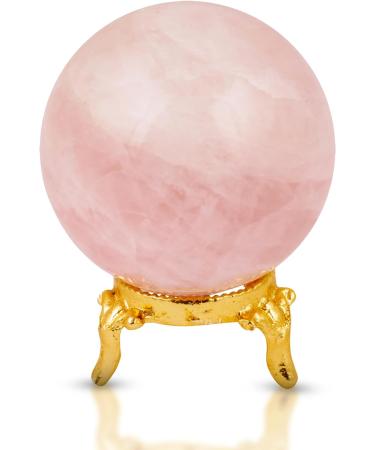 PYOR Rose Quartz Sphere Gem Ball with Stand - Meditation & Feng Shui Crystal Decor for Wealth & Harmony - Buy Online on GoSupps.com