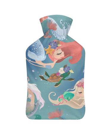 Hot Water Bottle With Lid Mermaids Rubber Hot Water Bag For Pain Relief Cramps Foot Warmer Hot And Cold Therapy