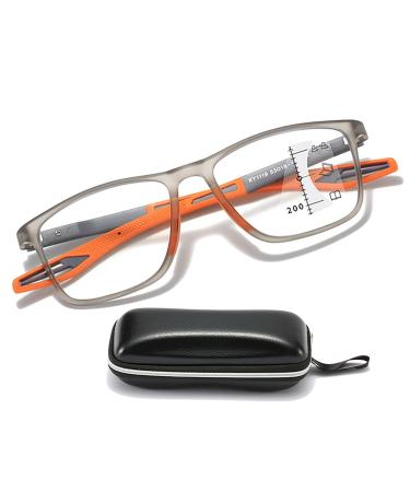VAKUUM Progressive Multifocus Reading Glasses Anti Blue Light Glasses for Men Women Anti Glare Computer Readers for Computer Work (Color : Orange Size : 4.0x)