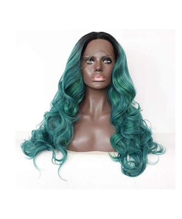 BGHJUE Long Natural Wavy Lace Front Wig - 70cm Green Brown Synthetic Hair | International Shipping - Buy Online on GoSupps.com