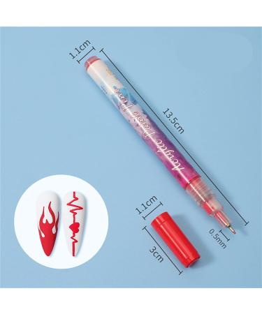 12 Colors Ultra Thin Curve Manicure Marker Set - 12PCS | Precision Nail Art Pens - Buy Online on GoSupps.com