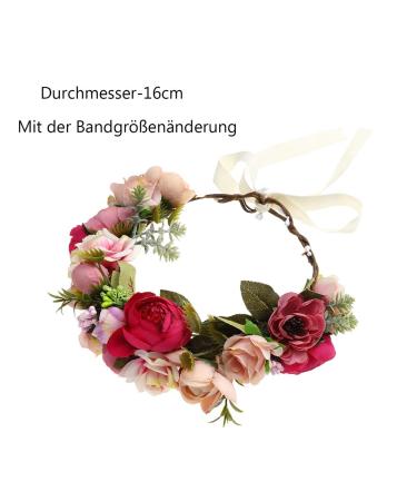 AWAYTR Flower Headband - Pink & Peach Pink Wedding Hair Wreath Crown for Women & Girls - Perfect for Wedding Parties - Buy Online on GoSupps.com