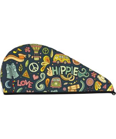 Colorful Hippie Microfiber Hair Towel - Super Absorbent Quick Dry Wrap for Long Curly & Thick Hair - Buy Online on GoSupps.com