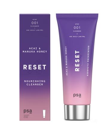 PSA RESET Acai & Manuka Honey Nourishing Cleanser: Daily Nourishing Cleanser with Acai & Pomegranate Extract Manuka Honey UMF 16+ Yoghurt Lactic Acid. 100 ml / 3.4 oz