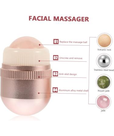Housoutil Volcanic Stone Beauty Roller Set Facial Massage Tool for Oil Absorption & Glowing Skin Pink Jade Roller for Face & Eyes Best International Shipping - Buy Online on GoSupps.com