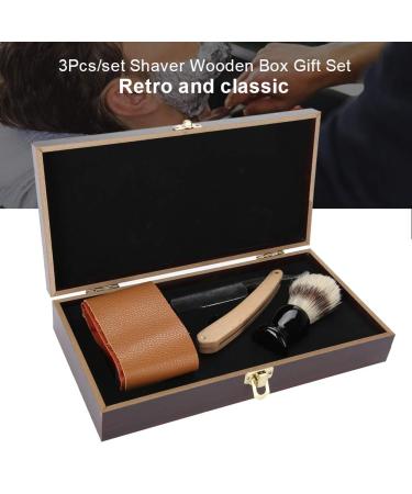 Premium Shaving Head Razor Set - Manual Razor Beard Brush & Wooden Gift Box | Perfect Gift for Men - Buy Online on GoSupps.com