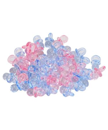 Acrylic pacifier decoration toys acrylic pacifier mini color baptism baby toys 100 pieces color ceramic (transparent pink + blue)