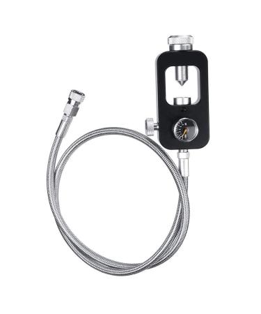 Gurlleu Scuba Yoke Valve Refill Station 4500psi High Pressure PCP Paintball HPA Tank Charging System with Foster Quick-Detach Fill Whip Hose Assembly Black