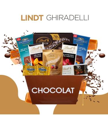 Chocolate Gift Basket Luxury with Lindt and Ghirardelli Chocolates - Buy Online on GoSupps.com