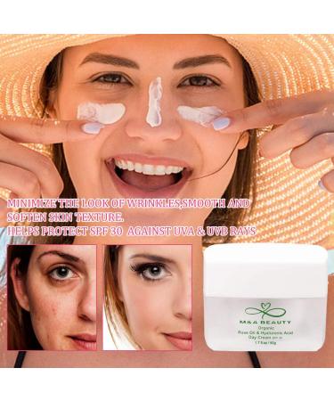 M&A BEAUTY Organic Rose Oil Day Cream 3 in 1 facial moisturizer With SPF 30 and hyaluronic acid 1.7 OZ supper moisturizing - Buy Online on GoSupps.com