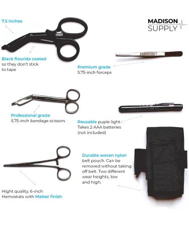Madison Supply EMT First Responder Medical Tool Kit - Premium First Aid Gear with Adjustable Nylon Belt Pouch - Buy Online on GoSupps.com