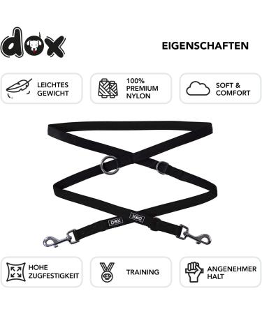 DDOXX Airmesh Dog Leash - 2m 3-Way Adjustable for All Dog Sizes - Black S - Durable & Comfortable Pet Leash - Buy Online on GoSupps.com