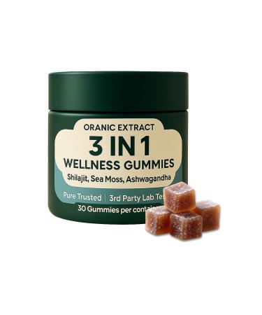 ORANIC EXTRACT Hima-Source Shilajit Wellness Gummies, 3 in 1 Shilajit, Ashwagandha, Sea Moss, 30 Counts