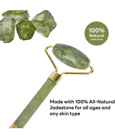 Jade Roller & Gua Sha Facial Tool 100% Natural Facial Stone Face Roller Face Massager for Skin Tightening Neck Eye Treatment Anti-aging Rejuvenate Remove Wrinkles and Puffiness (Green) - Buy Online on GoSupps.com