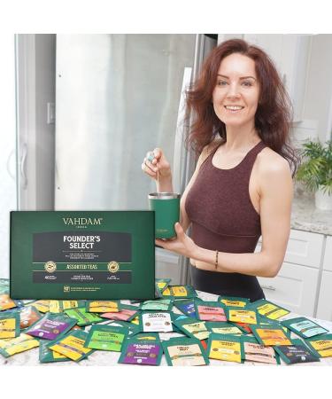 VAHDAM Assorted Tea Bag Sampler - 40 Tea Bags Gift Set with 8 Flavors - Black, Green, Oolong, Chai & Herbal Tea Variety Pack - 100% Natural Ingredients - Buy Online on GoSupps.com