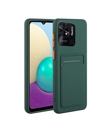 Tivenfezk Nadoli Silicone Case for Xiaomi Redmi 10c Ultra thin shockproof scratch -resistant wallet soft TPU protective cover Mobile phone case with credit card holder Xiaomi Redmi 10c dark green
