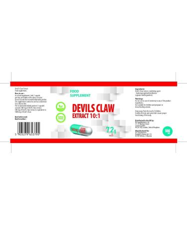 Harpagophytum (Devils Claw) 10:1 Extract (5000mg Equivalent) 120 Vegan Capsules - Buy Online on GoSupps.com