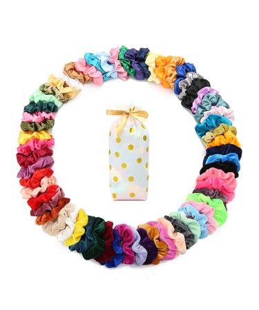 60 Pcs Scrunchies Soft Velvet Scrunchies and Satin Hair Scrunchies for Girls Silk Elastic Hair Ties Scrunchies for Women Hair Accessories with Gift Bag