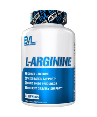 Evlution Nutrition L-Arginine - Supports Vasodilation & Nutrient Delivery - Nitric Oxide Precursor - 1000mg L-Arginine Per Serving - Promotes Muscle Pumps - Gluten Free - Non-GMO - 90 Servings