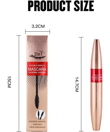 HOUSN Waterproof Mascara Long Lasting Mascara Voluminous Mascara 2 Brush Heads 2 in 1 Mascara for a Natural Lengthening and Thickening Effect - Buy Online on GoSupps.com