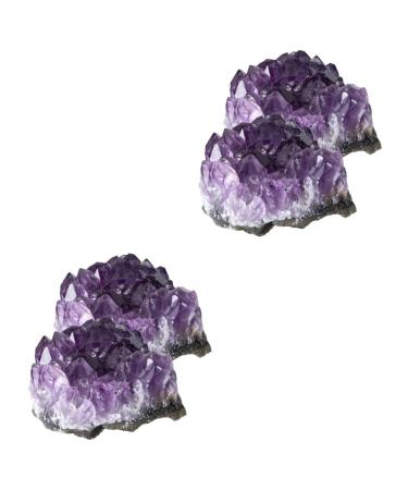 Didiseaon 4 Pcs Natural Crystal Cluster Agate Bare Stone Natural Minerals Small Piece Purple