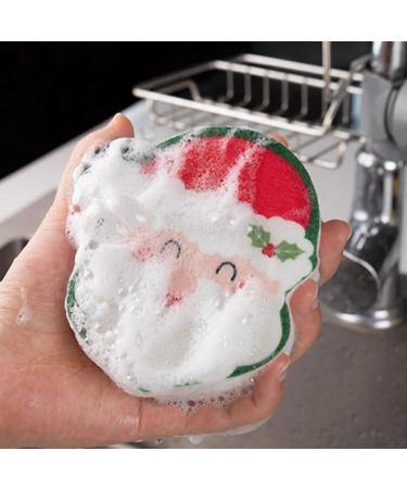 5pcs/Set Santa Claus Christmas Tree Christmas Stockings Shape Cleaning Sponge Rubs Reusable Sponge Cleaning Supplies White 4.33*4.13inch - Buy Online on GoSupps.com