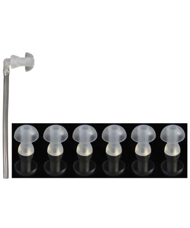 FCS Ear Tips Silicone Earplug Domes for BTE and Pocket Hearing Instruments Ear Tip Replacement with Tube and Elbow Connectors (6 Pc. Medium- 11mm)