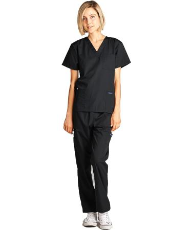 Dagacci Scrubs Medical Uniform Set - Women and Men Scrubs Top and Pants - Medium Black - Buy Online on GoSupps.com