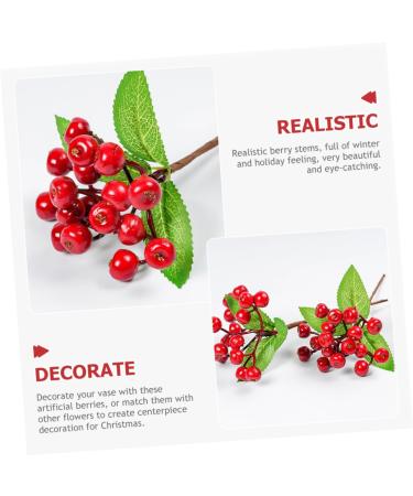 ABOOFAN 20 Pcs Red Berries Red Berry Twig Holly Berry Picks Christmas Berry Picks Branch Holly Berries Branch Wreath Fake Berry Artificial Red Berry Stems Household Decorations Foam - Buy Online on GoSupps.com