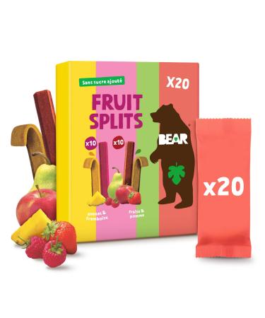 BEAR Fruit Splits Assorted Pack | 100% Natural Ingredients | No Added Sugar | Snacks for Kids & Adults | 20 x 20g Bags | 400g