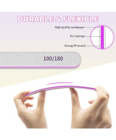 50pcs Nail Files 100/180 Grit Double Sided Emery Board for Acrylic and Natural Nails - Washable & Reusable - Ideal for Nail Salons - False Nails - Buy Online on GoSupps.com