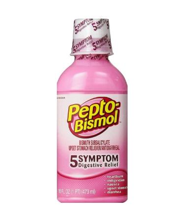 Pepto-Bismol 5 Symptom Relief Including Upset Stomach and Diarrhea Original Flavor Liquid 16 Ounce
