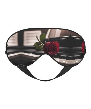 SSIMOO Red Rose On Piano Sleep Mask-Adjustable Breathable Fashionable Eye Mask for A Comfortable Sleep Experience Black