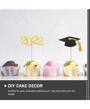 12Pcs Graduation Cake Inserts Grad Cupcake Toppers black decor 2022 graduation cupcake topper Congrats Dessert Picks graduation cupcake Toppers Wood toothpick Birthday Cake - Buy Online on GoSupps.com