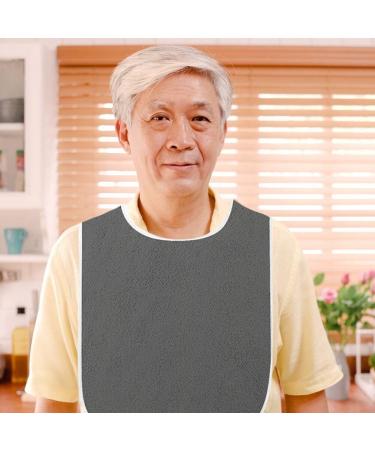 2pcs Adult Bibs for Elderly Washable Feeding Adult Bib with Crumb Catcher Waterproof Clothing Protectors Grey - Buy Online on GoSupps.com