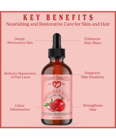 SALE! 100% Pure Organic Pomegranate Seed Oil 4oz | Rich in Antioxidants for Soft Skin & Hair | Includes Dropper & Pump - Buy Online on GoSupps.com